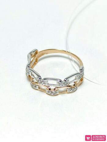 Золотое кольцо женское, вставка фианит