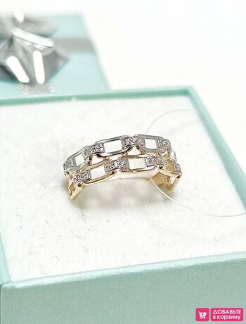 Золотое кольцо женское, вставка фианит