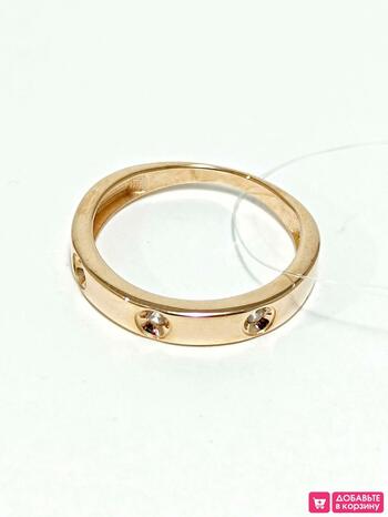Золотое кольцо женское, вставка фианит