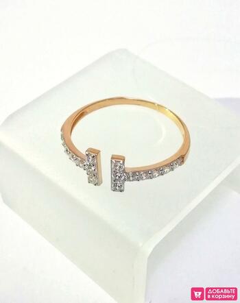 Золотое кольцо женское, вставка фианит