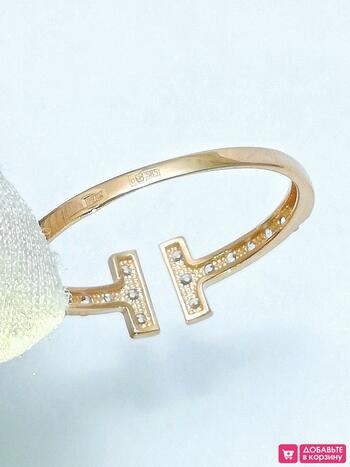 Золотое кольцо женское, вставка фианит