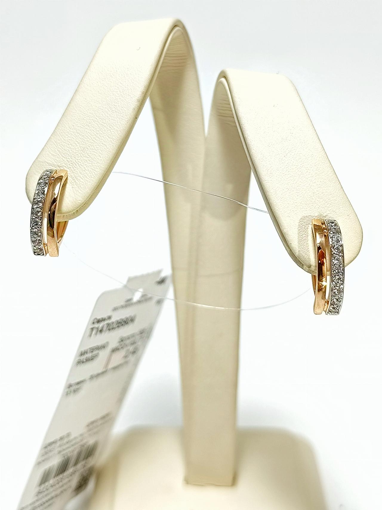 Золотые серьги дорожки, вставка фианит