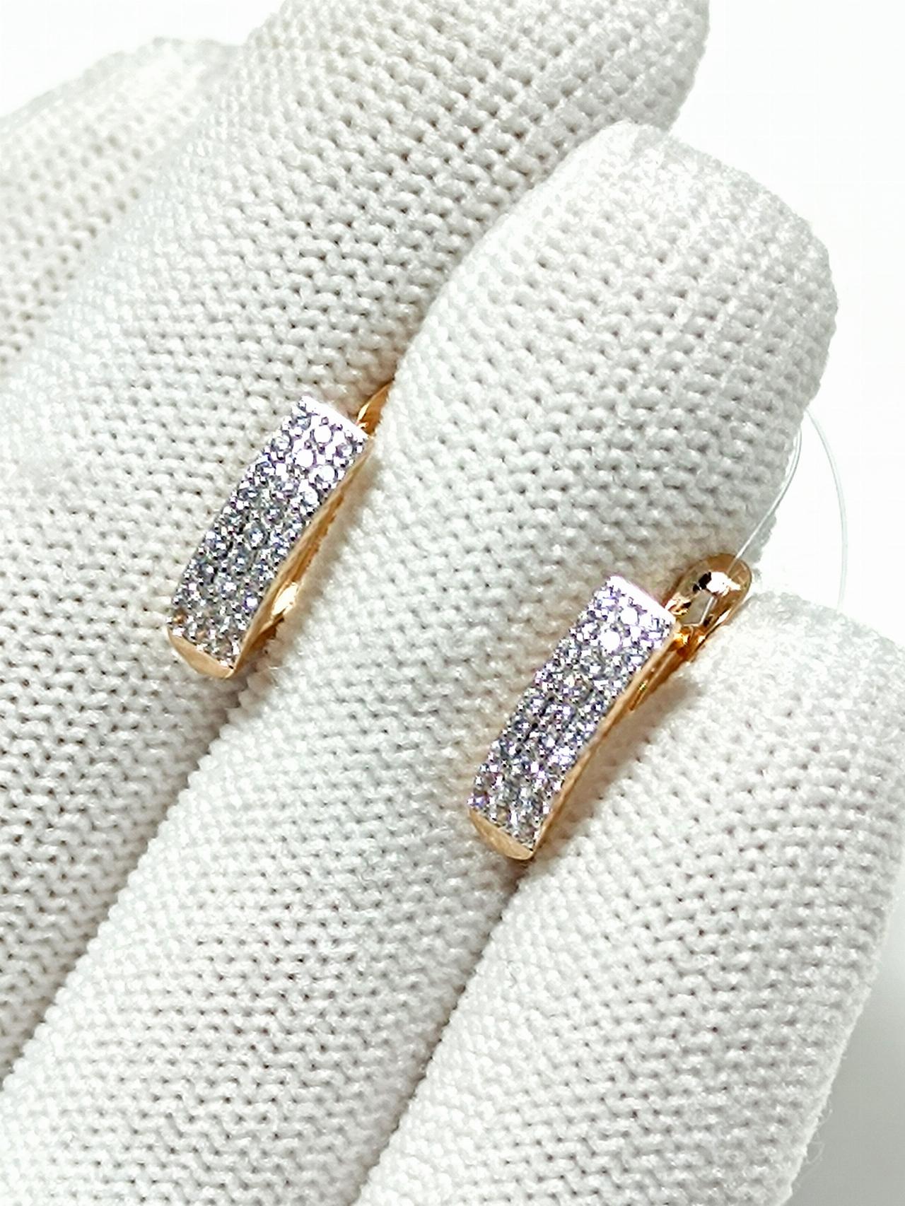 Золотые серьги дорожки, вставка фианит