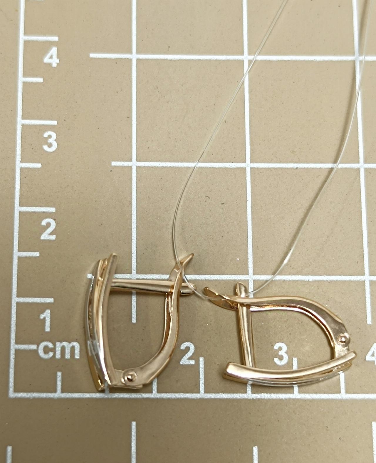 Золотые серьги женские, вставка фианит