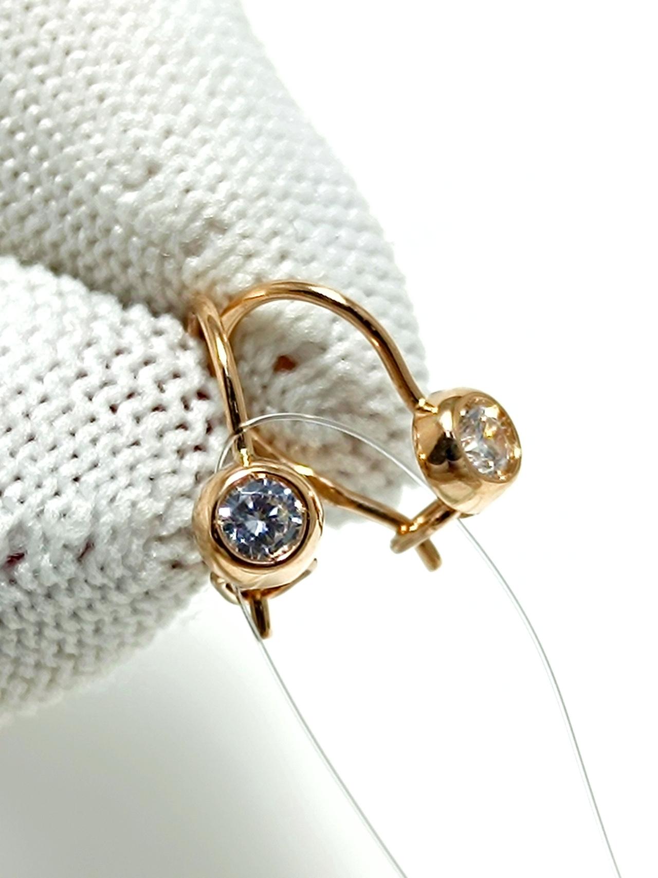 Золотые серьги детские, вставка фианит