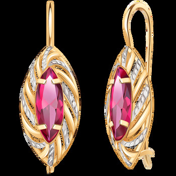 Золотые серьги, вставка фианит