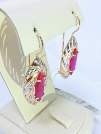 Золотые серьги, вставка фианит