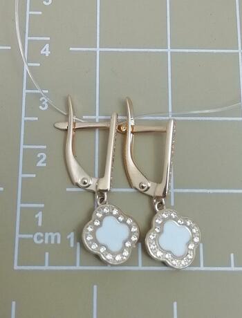 Золотые серьги, вставка фианит