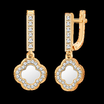 Золотые серьги, вставка фианит