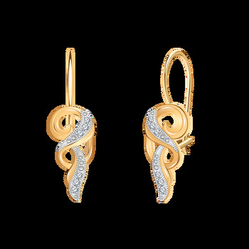 Золотые серьги, вставка фианит