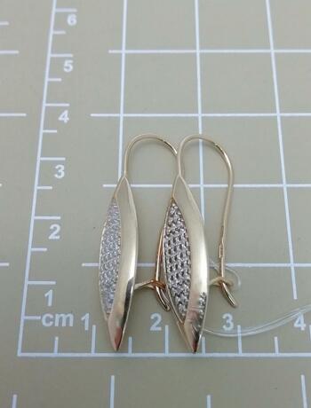 Золотые серьги, вставка фианит