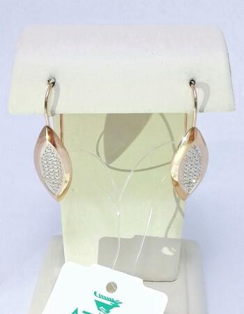 Золотые серьги, вставка фианит