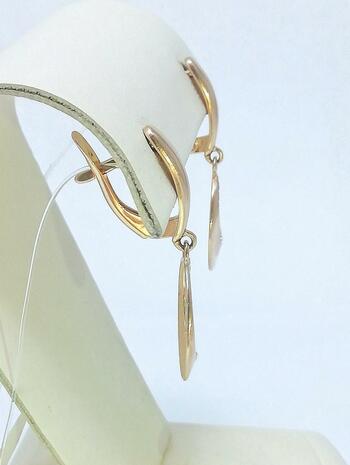 Золотые серьги, вставка фианит