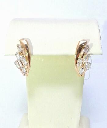 Золотые серьги, вставка фианит