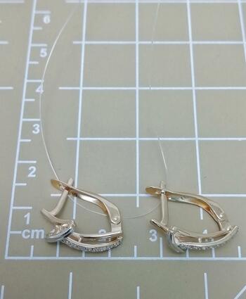 Золотые серьги, вставка фианит