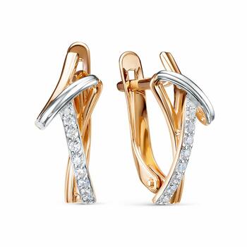 Золотые серьги, вставка фианит