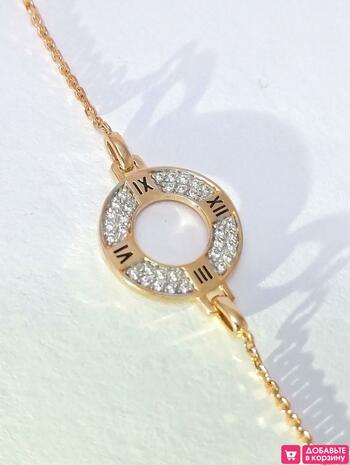 Золотой браслет, вставка фианит