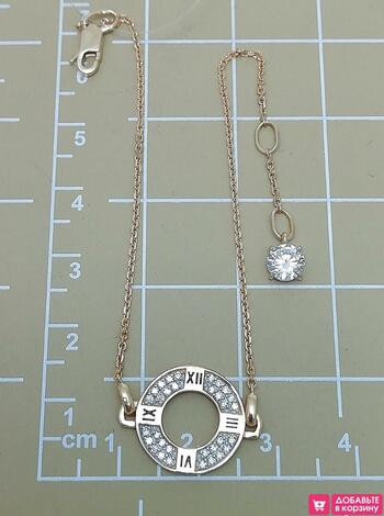 Золотой браслет, вставка фианит