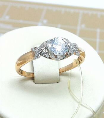 Золотое кольцо, вставка фианит