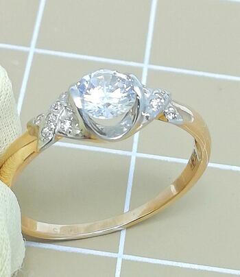 Золотое кольцо, вставка фианит