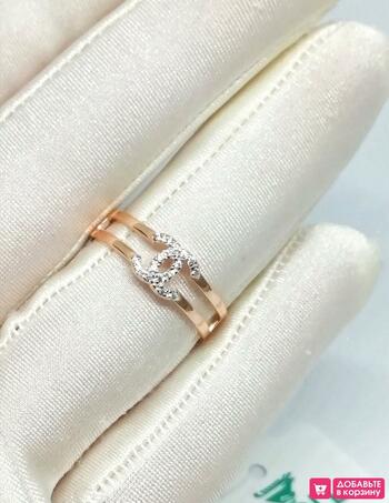 Золотое кольцо женское, вставка фианит