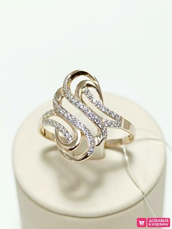 Золотое кольцо женское, вставка фианит