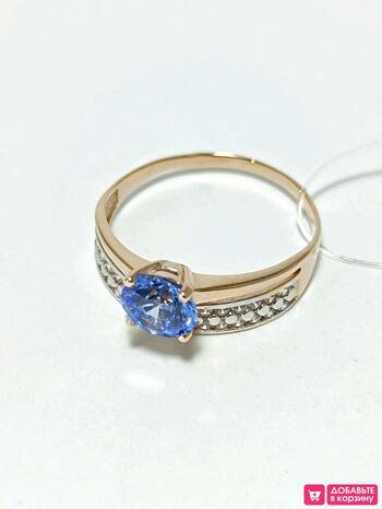Золотое кольцо женское, вставка фианит