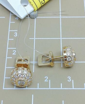 Золотые серьги пусеты, вставка бриллиант