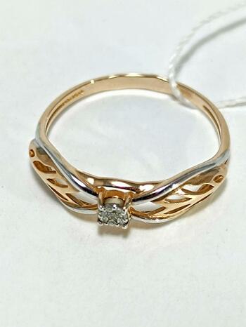 Золотое кольцо, вставка бриллиант