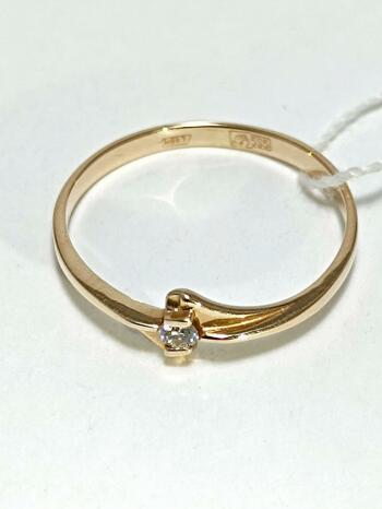 Золотое кольцо, вставка бриллиант