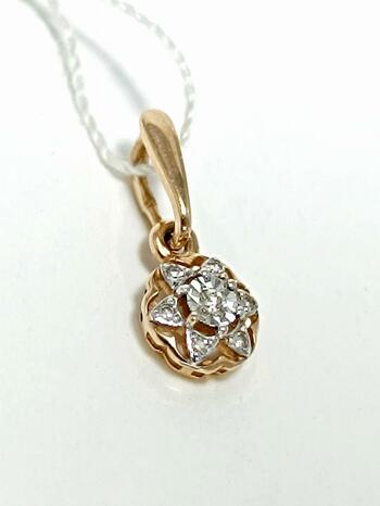 Золотая подвеска, вставка бриллиант