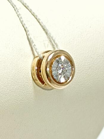 Золотая подвеска бегунок, вставка фианит