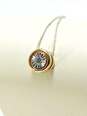 Золотая подвеска бегунок, вставка фианит