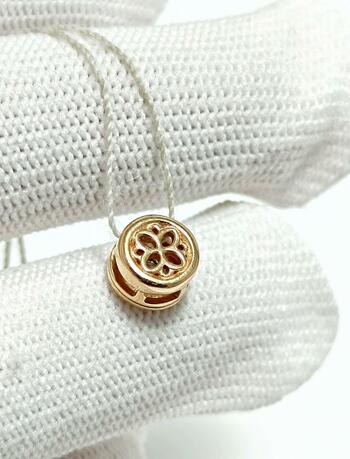 Золотая подвеска бегунок, вставка фианит