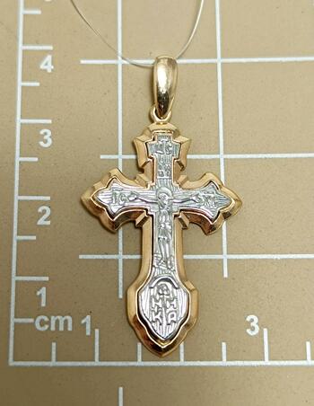 Золотая подвеска православный крест
