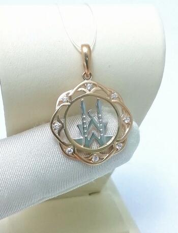 Золотая подвеска мусульманская, вставка фианит