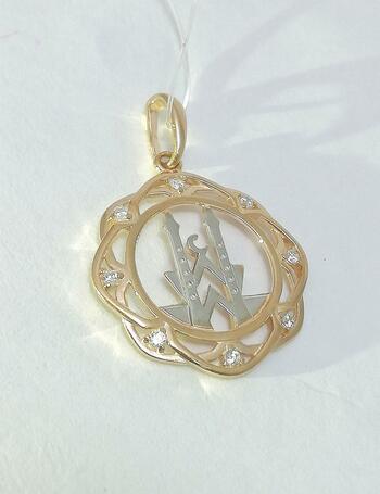 Золотая подвеска мусульманская, вставка фианит