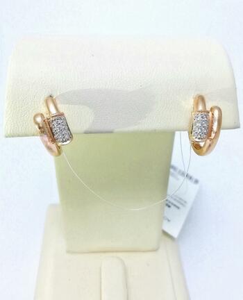 Золотые серьги, вставка фианит