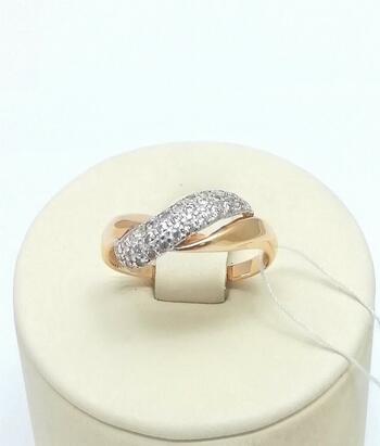 Золотое кольцо женское, вставка фианит