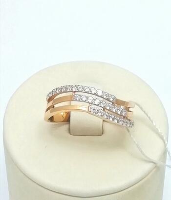 Золотое кольцо женское, вставка фианит