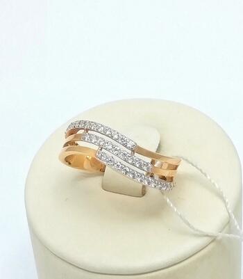 Золотое кольцо женское, вставка фианит