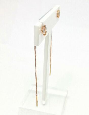 Серьги-продевки, вставка фианит