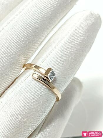 Золотое кольцо гвоздь, вставка фианит