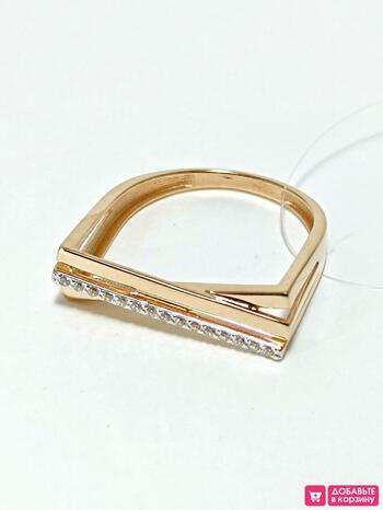 Золотое кольцо женское, вставка фианит