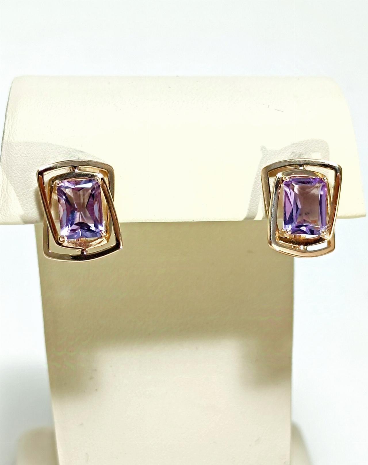 Золотые серьги женские, вставка фианит