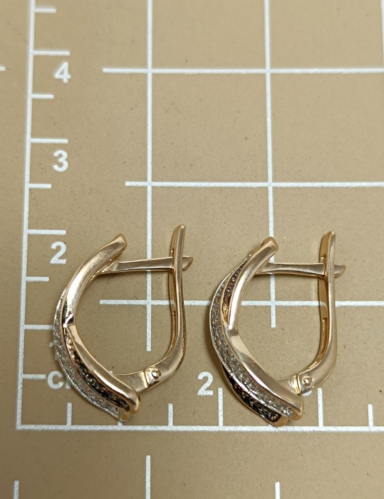 Золотые серьги женские, вставка фианит