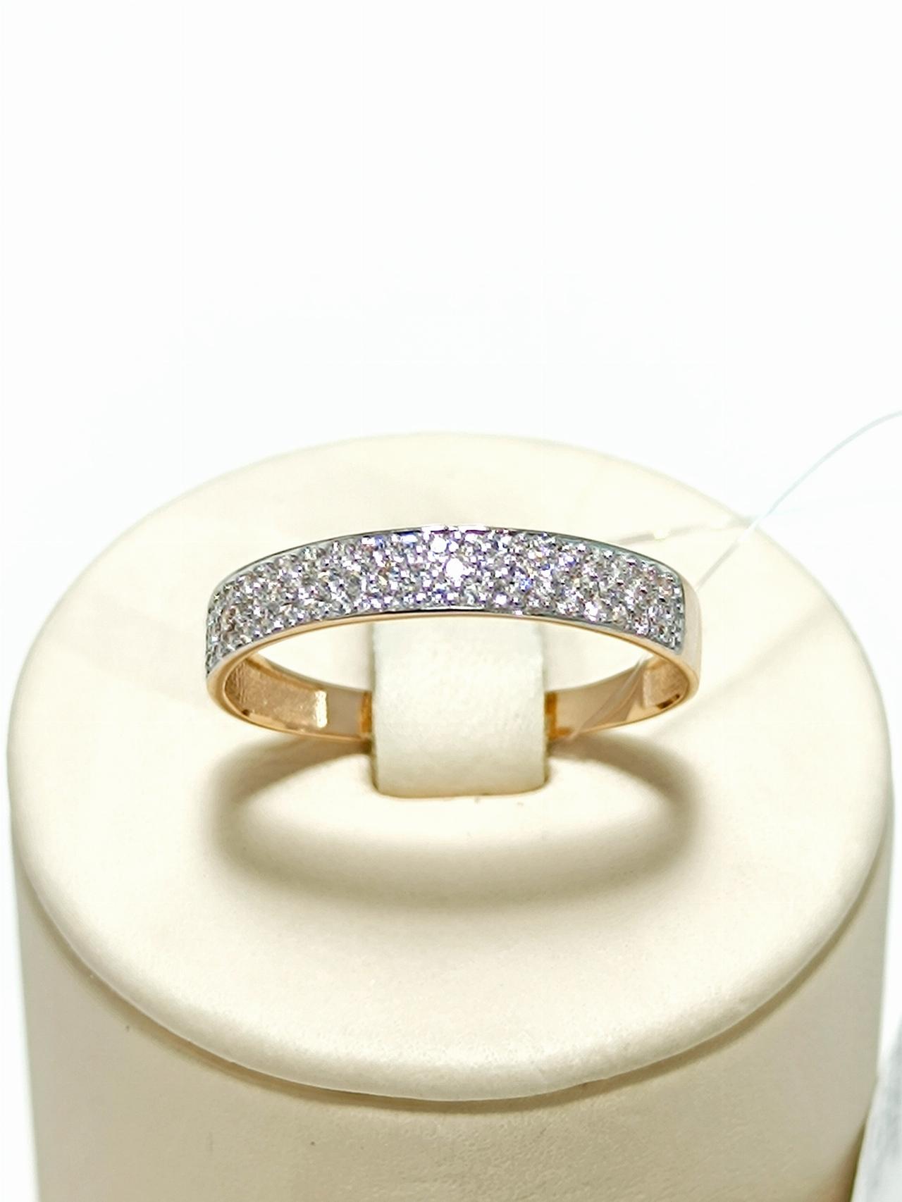 Золотое кольцо женское, вставка фианит