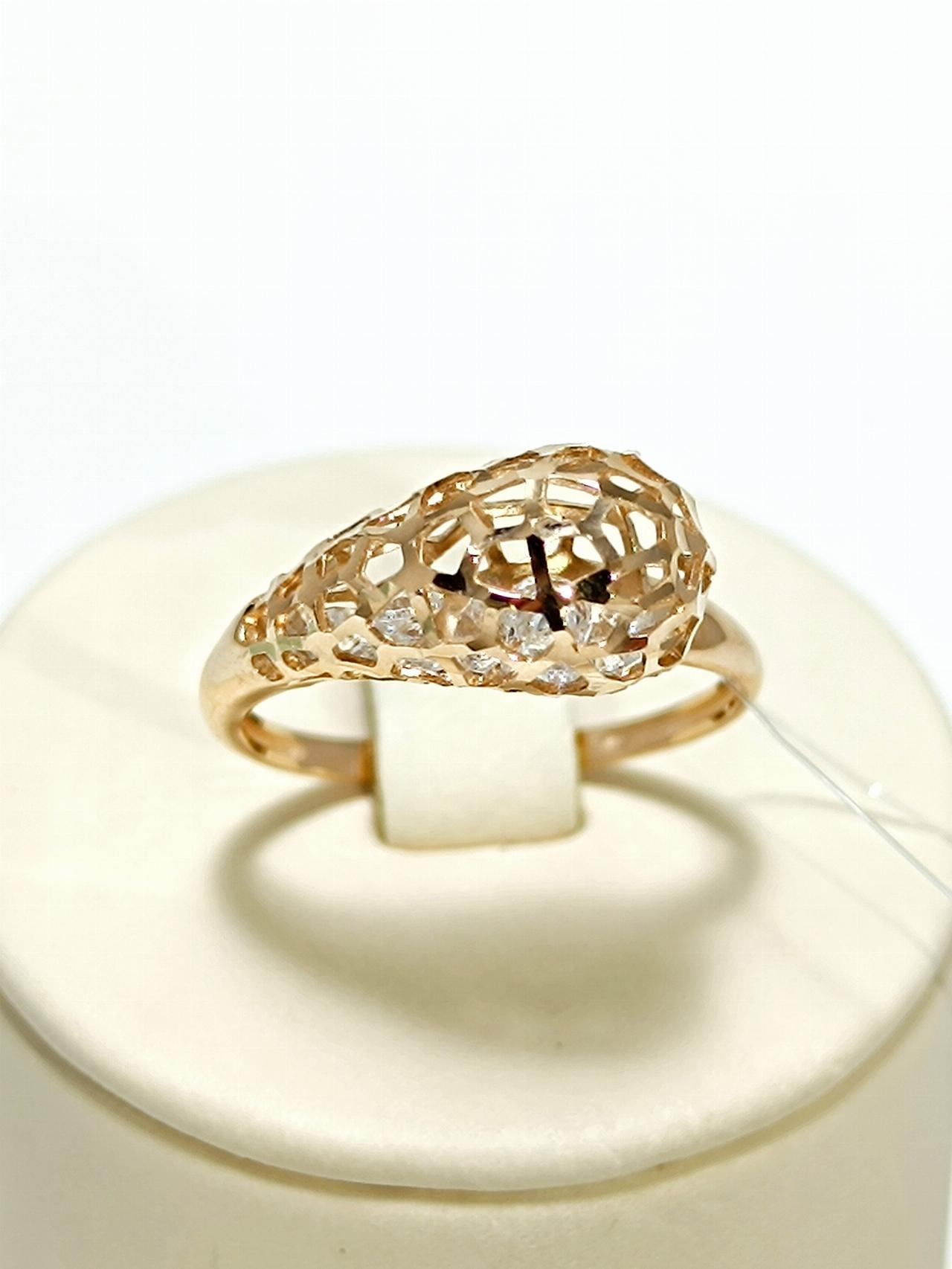 Золотое кольцо женское, вставка фианит