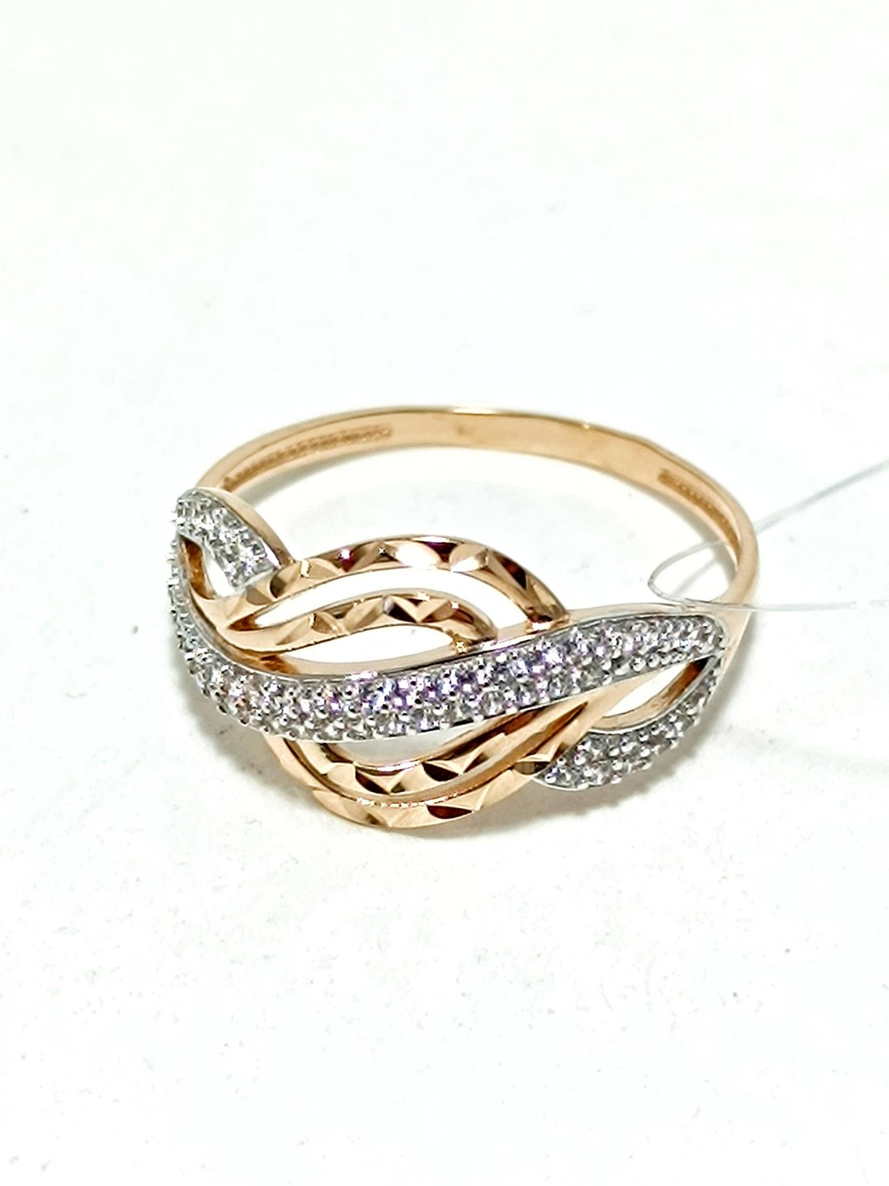 Золотое кольцо женское, вставка фианит