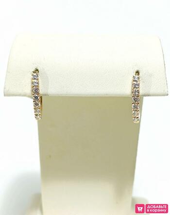 Золотые серьги дорожки, вставка фианит